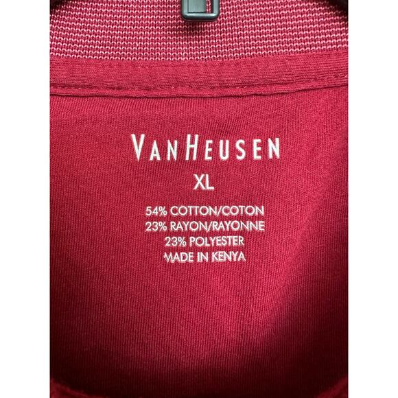 Van Heusen Men's Red Ribbed Short Sleeve Polo-shirt  Size XL - Picture 3 of 7